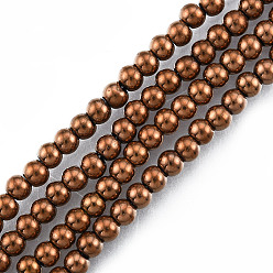 Saddle Brown Electroplate Glass Beads Strands, Round, Saddle Brown, 3mm, Hole: 0.8mm, about 128~138pcs/strand, 13.39 inch~15.28 inch(34~38.8cm)