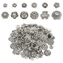 Античное Серебро 120шт 12 стили колпачки из сплава в тибетском стиле, античное серебро, 6~14x2~6 мм, отверстие : 1~2.5 мм, 10 шт / стиль