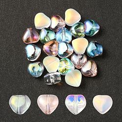 Mixed Color 20Pcs 4 Colors Transparent Spray Painted & Frosted Glass Beads, AB Color Plated, Heart, Mixed Color, 6x6x4mm, Hole: 0.7mm, 5Pcs/color