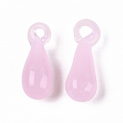 Pink Подвески лэмпворк ручной работы, слезинки, розовые, 17~22.5x7~9 мм, отверстие : 1~3 мм