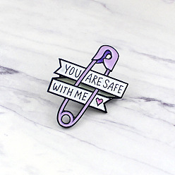 XZ0413 You Are Safe with Me" Heart-Shaped Pin - Symbol of Love and Protection, Violet, 1mm