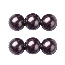 Saddle Brown Eco-Friendly Dyed Glass Pearl Round Beads Strands, Grade A, Cotton Cord Threaded, Saddle Brown, 4~4.5mm, Hole: 0.7~1.1mm, about 104pcs/strand, 15 inch