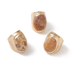 Другие Нефриты Натуральный другой нефрит неправильной овальной формы открытое кольцо-манжета, золотое латунное массивное кольцо для женщин, без кадмия и без свинца, размер США 7 3/4 (17.9 мм)