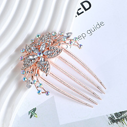 1# White 9cm Flower Hairpin Vintage Luxury Hair Accessories for Women with Rhinestone Flower Bun Pins, Metal Hair Clips and Combs in Gold