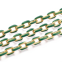 Морско-зеленый 304 Эмалированные кабельные цепи из нержавеющей стали, овальные, несварные, ионное покрытие (ip), золотые, цвета морской волны, 11x8x2 мм