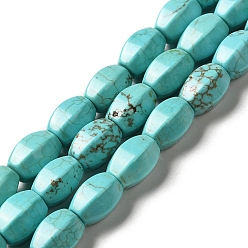 Turquoise Natural Howlite Beads Strands, Dyed, Faceted, Drum, Turquoise, 12x9x8.5mm, Hole: 1.2mm, about 34pcs/strand, 15.91 inch(40.4cm)