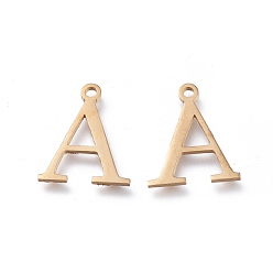 Letter A 304 Stainless Steel Charms, Greek Alphabet, Golden, Letter.A, 13.8x11.5x1mm, Hole: 1.2mm
