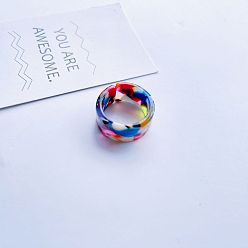 4# single Adjustable Acrylic Marble Pattern Couple Rings for Women, Light Luxury Design