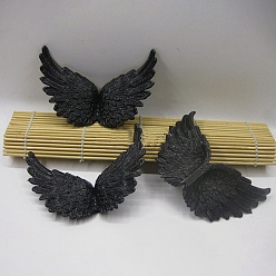 Black Plastic Angel Wings Ornament, Craft Wings, for DIY Christmas Gift, Cake Decoration, Black, 80x50mm