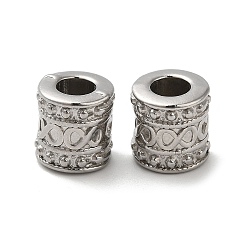 Stainless Steel Color 304 Stainless Steel Beads, Large Hole Beads, Column with Infinity, Stainless Steel Color, 8x8.5mm, Hole: 3.8mm