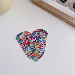 Colorful Cellulose Acetate Dual-Sided Hair Combs, Heart, Colorful, 98mm