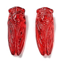 Red Handmade Glass Decorations, Cicada, Red, 61x22x15mm