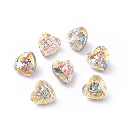 Light Crystal AB K5 Glass Rhinestone Cabochons, Pointed Back & Back Plated, Faceted, Heart, Light Crystal AB, 8x8x6mm