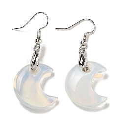 Опал Серьги-подвески из латуни с лунным покрытием для женщин, С синтетическим опалитом, без кадмия и без свинца, 50x21 мм