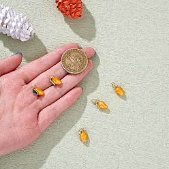 Golden 5 Pieces Mango Charm Pendant Enamel Fruit Charm Imitation Fruit Pendant for Jewelry Keychain Necklace Earring Making Crafts, Golden, 14.6x8mm, Hole: 3mm