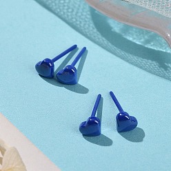 Royal Blue Hypoallergenic Bioceramics Zirconia Ceramic Heart Stud Earrings, No Fading and Nickel Free, Royal Blue, 5x5.5mm