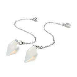 Опал Опаловые маятники для биолокации, шарм пули, с покрытием стойки латунная цепочка и застежки-карабины, без свинца и без кадмия, 226~230 мм, отверстие : 2.5 мм