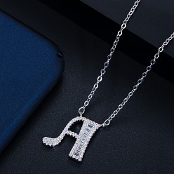 Letter A (with chain) Wife's Romantic Travel Same Style 26 English Alphabet Clavicle Chain Pendant Micro-inlaid Zircon Platinum Plated Necklace