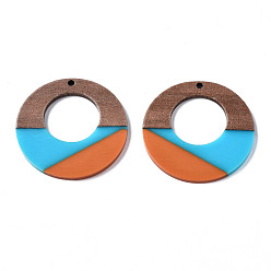 Небесно-голубой Подвески из смолы и ореха, кольцо, голубой, 38x3 мм, отверстие : 2 мм