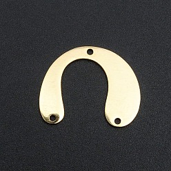 Golden 201 Stainless Steel Arch Chandelier Components Links, 3 Hole Links, Laser Cut, Asymmetrical U Shape, Golden, 19x24x1mm, Hole: 1.6mm