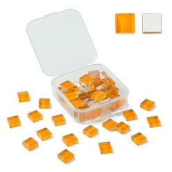 Темно-Оранжевый 60 шт. Прозрачные стеклянные кабошоны, квадратный, темно-оранжевый, 9.8x9.8x4 мм