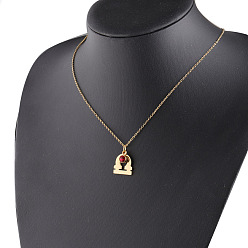 Libra Rhinestone Constellation Pendant Necklace, Stainless Steel Jewelry for Women, Golden, Libra, 17.72 inch(45cm)
