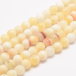 Other Jade Natural Honey Jade Bead Strands, Round, 4mm, Hole: 0.7mm, about 95pcs/strand, 15.5 inch