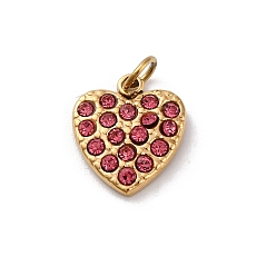 Фуксиновый 304 из нержавеющей стали горный хрусталь подвески, ионное покрытие (ip), сердце, реальный 14 k позолоченный, красно-фиолетовые, 11.5x10x2 мм, отверстие : 2.5 мм