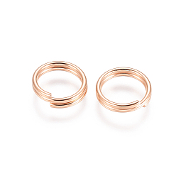 Rose Gold 304 Stainless Steel Split Rings, Double Loops Jump Rings, Rose Gold, 10x2mm, Inner Diameter: 8mm, Single Wire: 1mm
