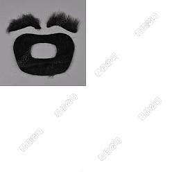 Черный Искусственные самоклеящиеся брови из плюшевого волокна, 2 пары бровей и 2 шт. усов, аксессуары для косплея на Рождество и Хэллоуин, чёрные, 45x70x2 мм
