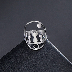 Нержавеющая Сталь Цвет Регулируемые кольца из нержавеющей стали, не тускнеющие, украшения для унисекс, цвет нержавеющей стали, 25 мм, внутренний диаметр: регулируемый