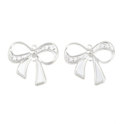 Посеребрённый Подвески из латуни, без кадмия и без свинца, бантом ссылки, 925 серебро покрытием, 23x25.5x1.5 мм, отверстие : 1.4 мм