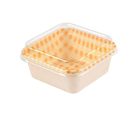 Orange Macaron Color Tartan Pattern PET Cake Box, Picnic Snack Box, Rectangle, Orange, 120x90x65mm