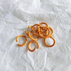 Orange Baking Painted Iron Open Jump Rings, Round Ring, Orange, 10x1.4mm