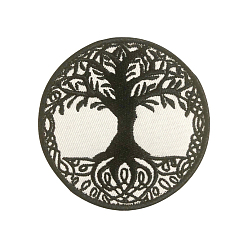 Black Tree of Life Pattern Computerized Embroidery Cloth Iron on/Sew on Patches, Costume Accessories, Black, 80mm