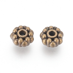 Antique Bronze Tibetan Style Alloy Spacer Beads, Cadmium Free & Nickel Free & Lead Free, Flower, Antique Bronze, 8x4mm, Hole:2mm