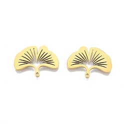 Real 18K Gold Plated Ion Plating(IP) 201 Stainless Steel Pendants, Ginkgo Leaf, Real 18K Gold Plated, 18x25x1.5mm, Hole: 1.4mm