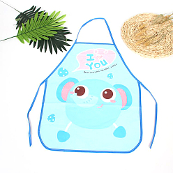 Голубой Мультяшный детский водонепроницаемый фартук без рукавов peva, с двойным плечевым ремнем, голубой, 50x39.5 см