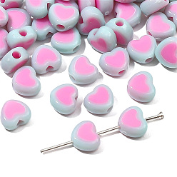 Gainsboro Acrylic Bicolor Heart Beads, for DIY Bracelet Necklace Handmade Jewelry Accessories, Gainsboro, 8x7mm, Hole: 2mm
