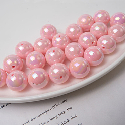 Pink Opaque Acrylic Beads, Round, AB Color, Christmas Beads, Pink, 16mm