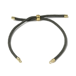 Olive 3MM Adjustable Round Nylon Braided Cord Bracelet Making, with Golden Brass Findings, Fit for Connector Charms, Olive, 8.66 inch(22cm), Hole: 1.5mm