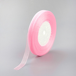 Pink Organza Ribbon, Pink, 3/8 inch(10mm), 50yards/roll(45.72m/roll), 10rolls/group, 500yards/group(457.2m/group)