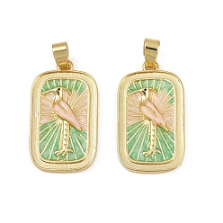 Разноцветный Латунь эмаль подвески, долговечный, без свинца и без кадмия, стойки покрытие, золотые, прямоугольник с подвесками фламинго, красочный, 27.5x15.5x3.5 мм, отверстие : 6.5x3.5 мм