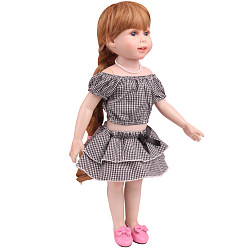 Black Grid Pattern Cloth Doll Dress Suit, Doll Clothes Outfits, Fit for 18 inch American Girl Dolls, Black, 310x235x140mm