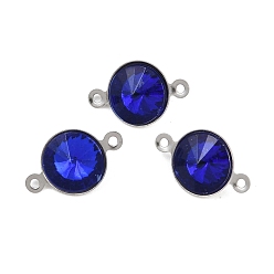 Синий Подвески-коннекторы со стеклянным конусом, с 304 установками из нержавеющей стали, цвет нержавеющей стали, синие, 8.5x14.5x5 мм, отверстие : 1 мм