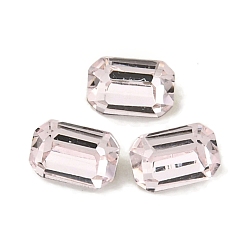 Розовый Стеклянные стразы кабошоны, плоская задняя и задняя, граненые, прямоугольные, светло-розовый, 4x2.7x2 мм