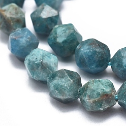 Apatite Natural Apatite Beads Strands, Faceted, Round, Star Cut Round Beads, 9~10mm, Hole: 1.2mm, about 38~40pcs/Strand, 14.5 inch~15.9 inch(37~40.5cm)