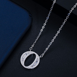 letter O (with chain) Wife's Romantic Travel Same Style 26 English Alphabet Clavicle Chain Pendant Micro-inlaid Zircon Platinum Plated Necklace