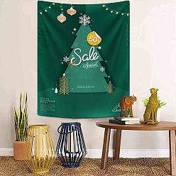 Sea Green Christmas Theme Christmas Tree Pattern Polyester Wall Hanging Tapestry, for Bedroom Living Room Decoration, Rectangle, Sea Green, 950x730mm
