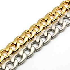Mixed Color 304 Stainless Steel Curb Chain/Twisted Chain Bracelets, with Lobster Claw Clasps, Mixed Color, 8-5/8 inch(220mm), 12mm